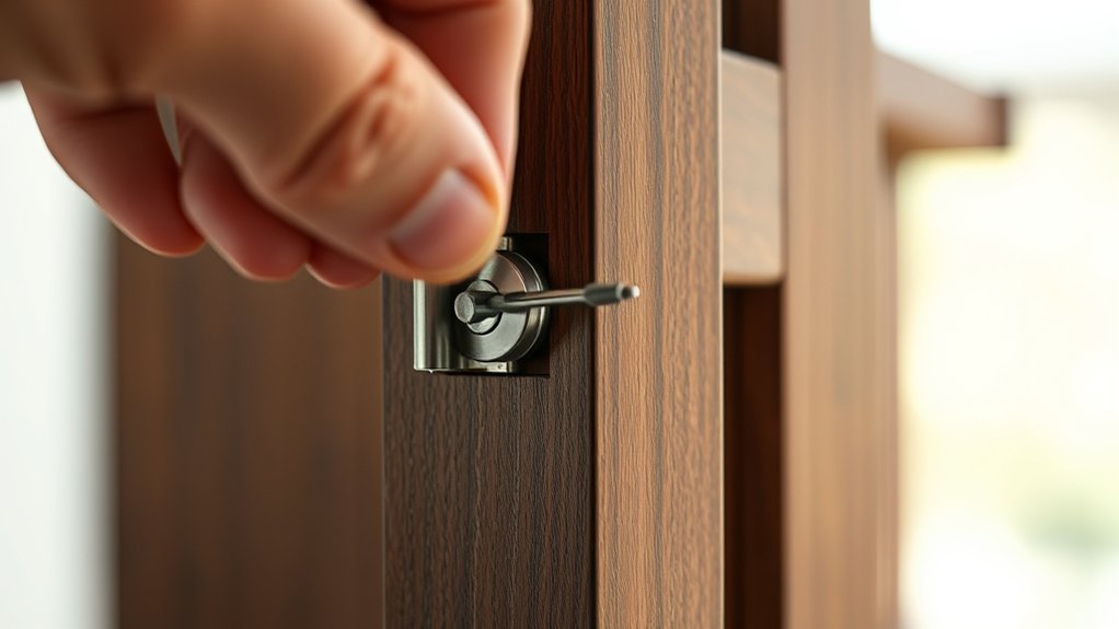 adjust hinges for proper alignment
