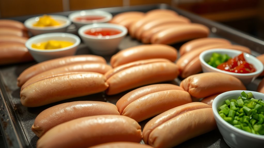 arrange hot dogs evenly