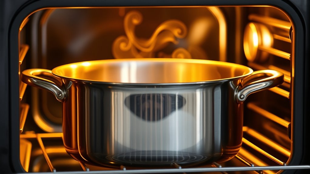 cooking pot in oven