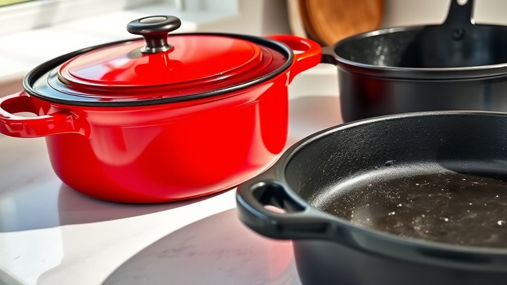 enameled vs cast iron care