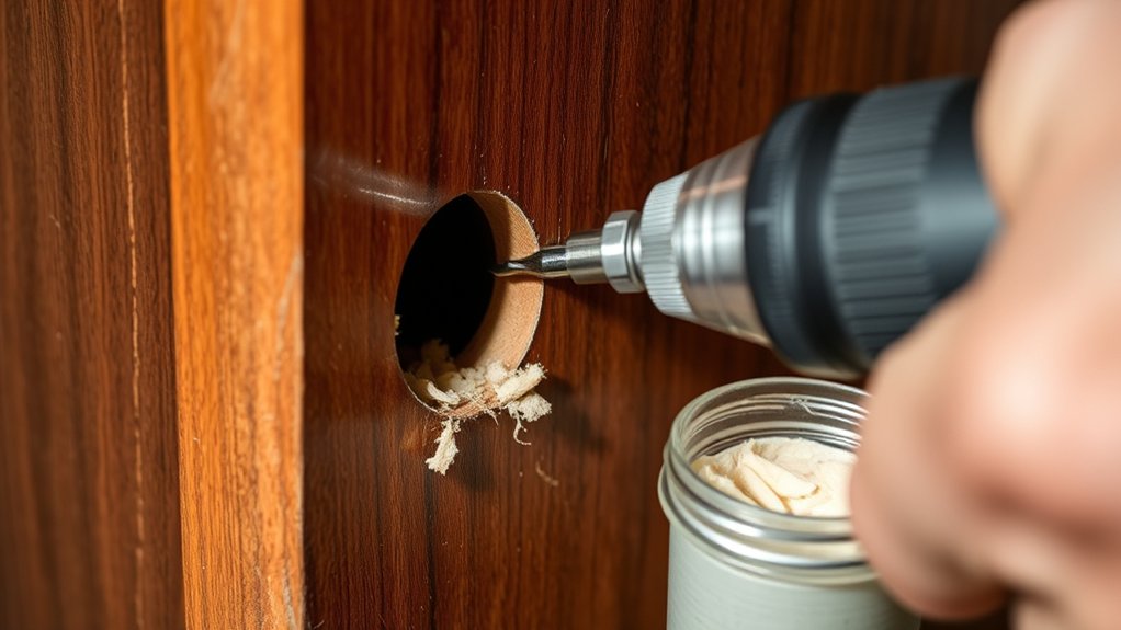 fixing cabinet hinge holes