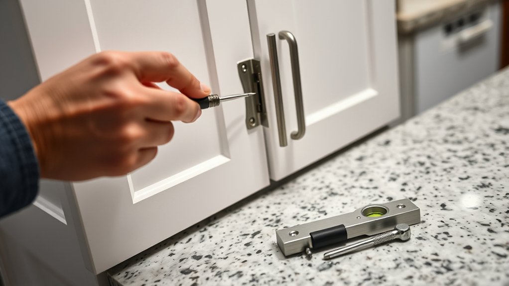 gather tools for cabinet adjustments