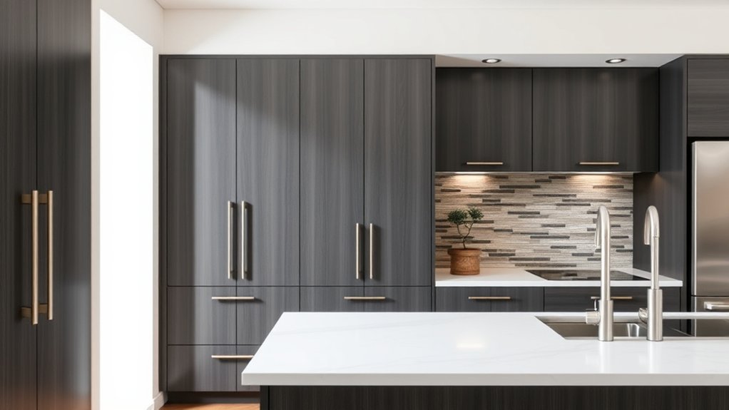 matte warm toned kitchen finishes