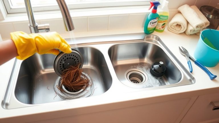 unclog double kitchen sink